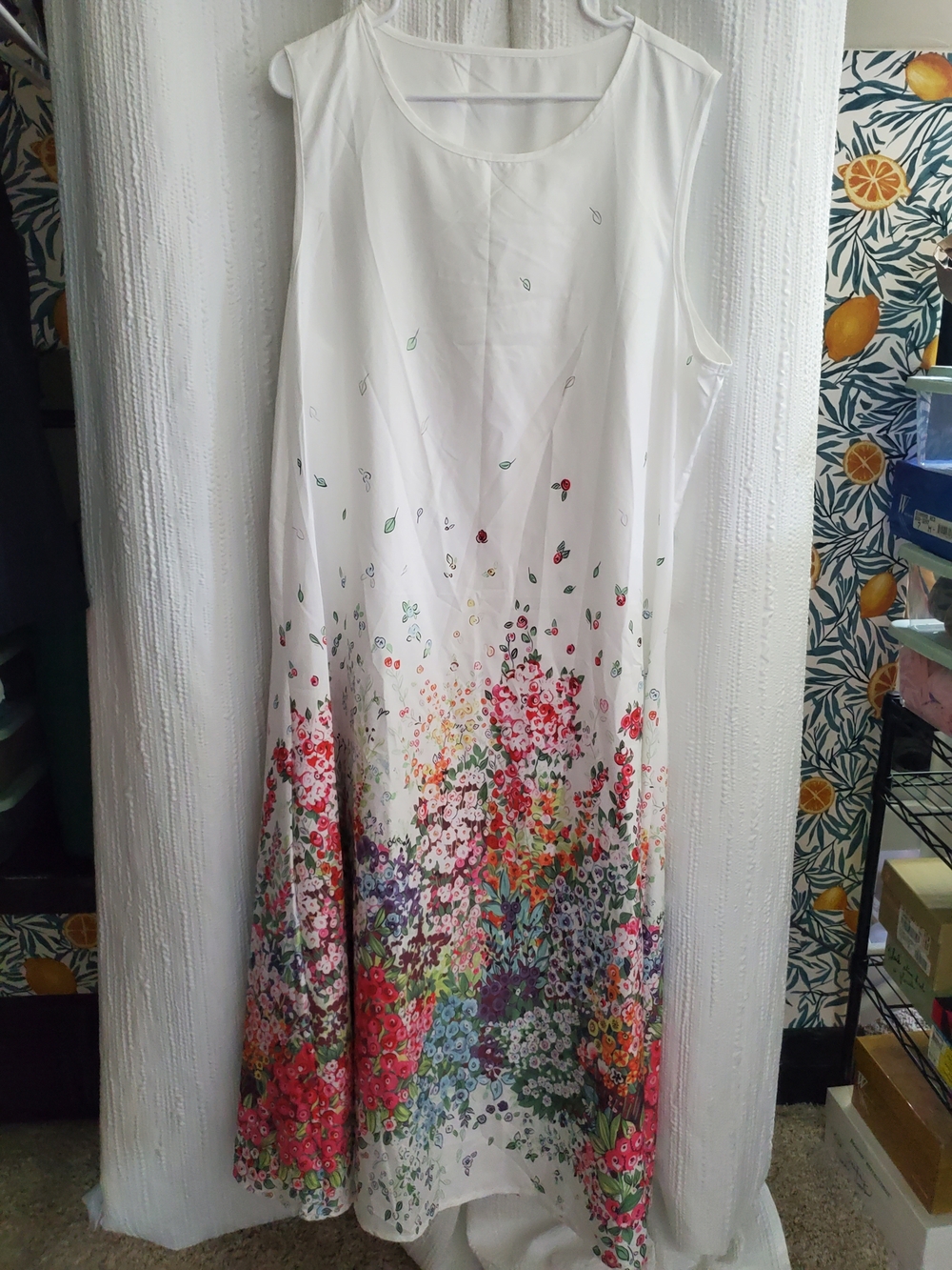 White Floral Gradient Sleeveless Dress And Matching Duster, Silky - Picture 3 of 9